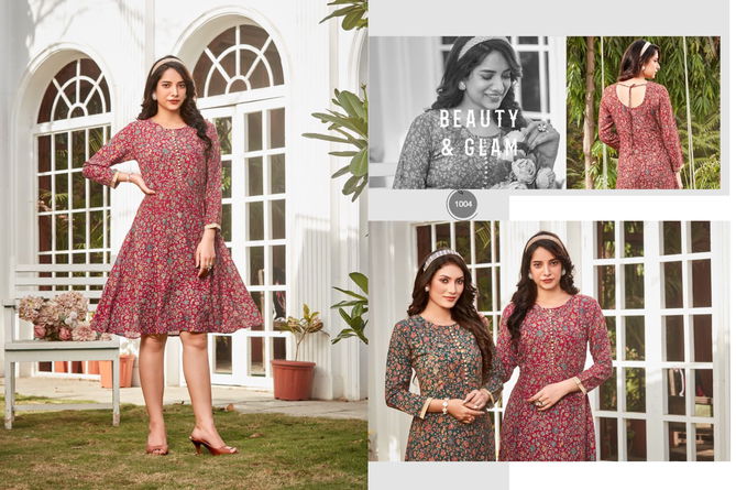 Dollar By Poonam Printed Party Wear Kurtis Catalog